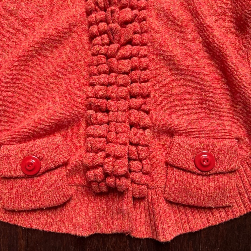 Moth By Anthropologie “Floating Sparks” Wool Women’s Cardigan Size XS Orange/Red - Picture 3 of 7